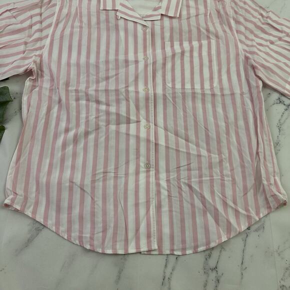 Diversity Womens Vintage 90s Button Up Shirt Size L P Pink White Stripe Boxy Fit - Picture 5 of 11
